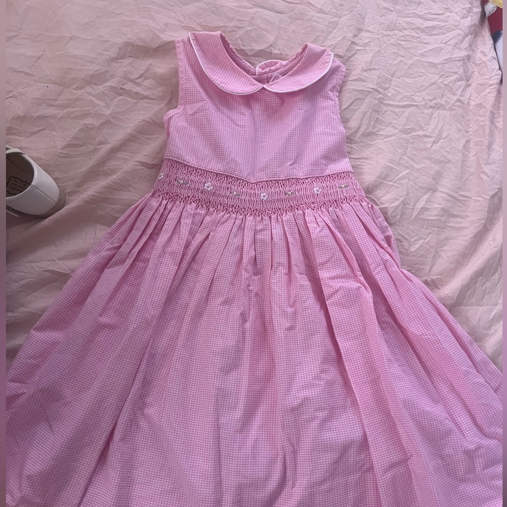 FRIENDS Pink Smocked Sundress with Peter Pan Collar